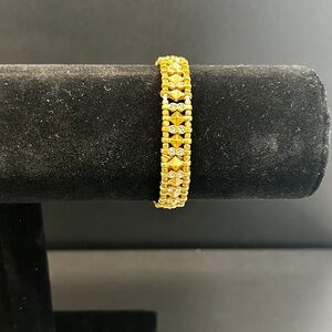 Stella and Dot Gold Tone Rhinestone Stretch Bracelet